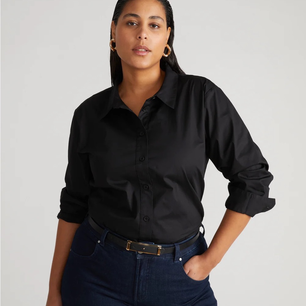 Universal Standard 2X Black Button-Up Shirt